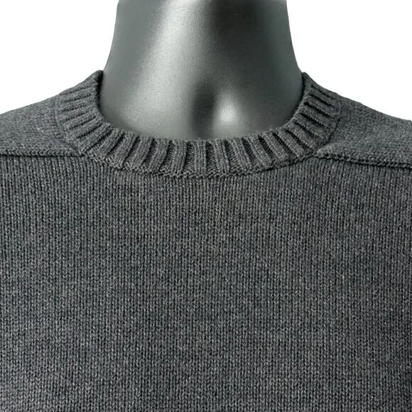 Vintage Lands End Mens Small Drifter Sweater Cotton Pullover 90s Charcoal Gray - Picture 3 of 14